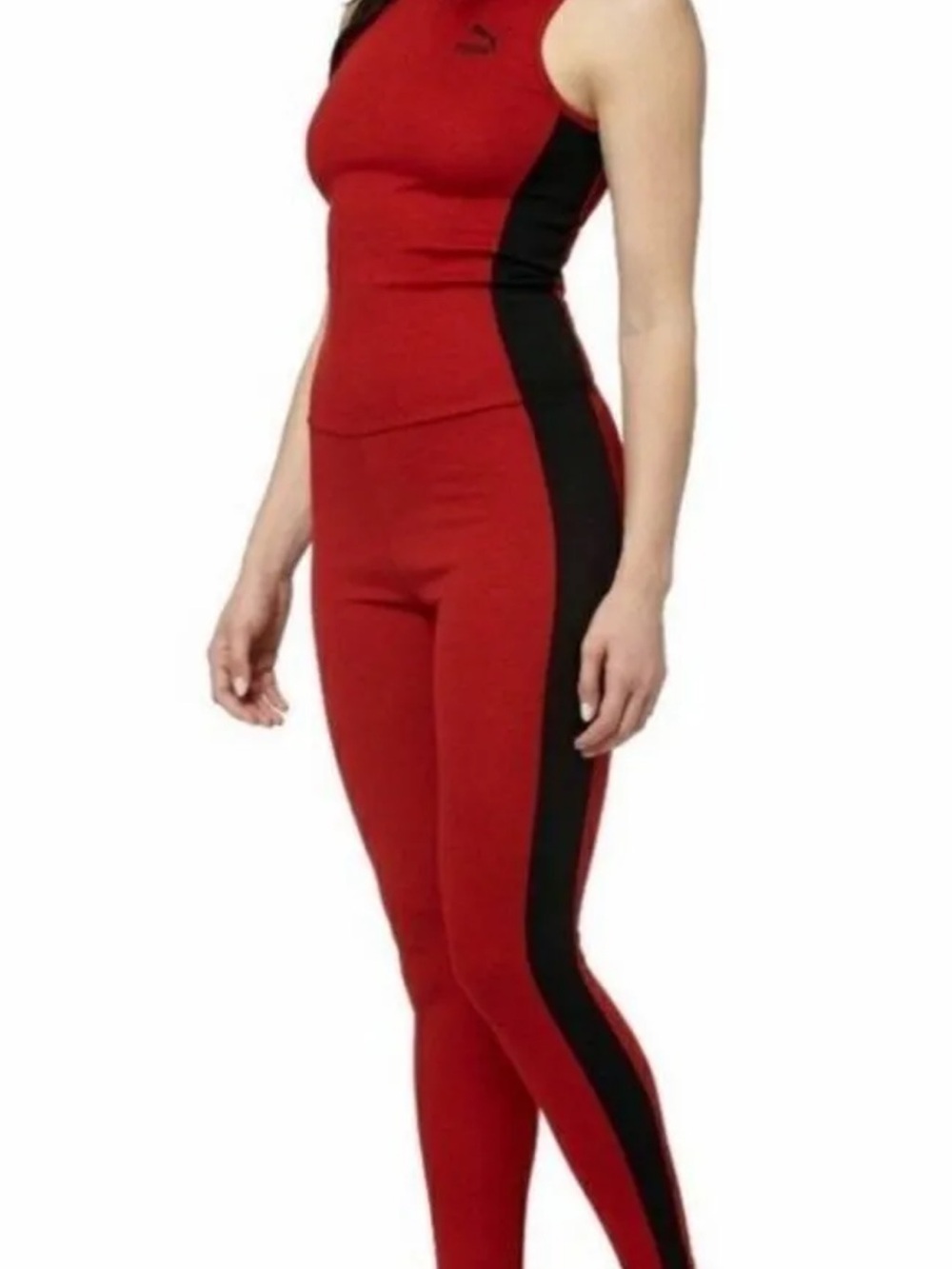 Puma Red Black Sleeveless Mock
Neck Bodysuit